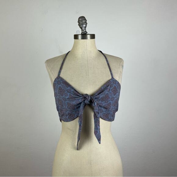 Free People Jen’s Pirate Booty Paisley Tie Front Paisley Top Large - Picture 1 of 7